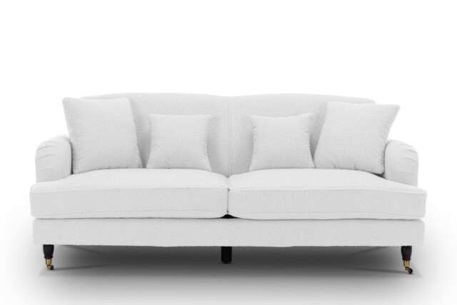 Teddy Boucle Fabric White 3 Seater Sofa ASHTON