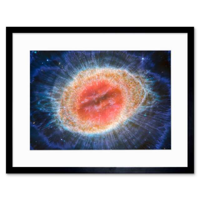 "NASA Webb Space Telescope Ring Nebula Messier 57 9x7"" Black Framed Wall Art Print"