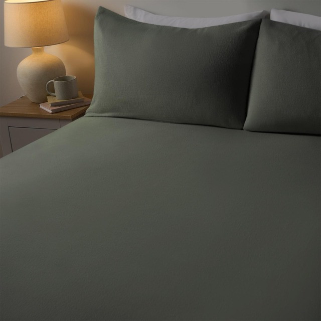 OHS Essential Brushed Cotton Soft Fitted Bed Sheet Green Woodland Green King