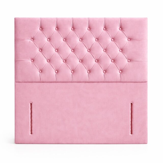 Floorstanding Headboard Pink Plush Chesterfield 6FT Superking 54inch High
