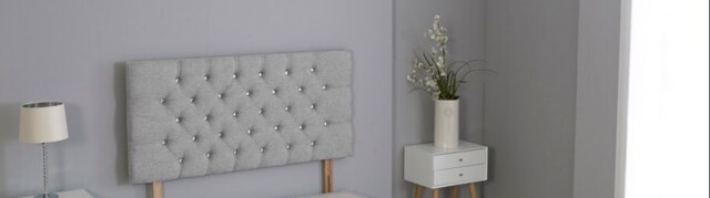 "Silver Linen Studded Chesterfield Headboard Silver 3FT Single 20""inch Headboard"