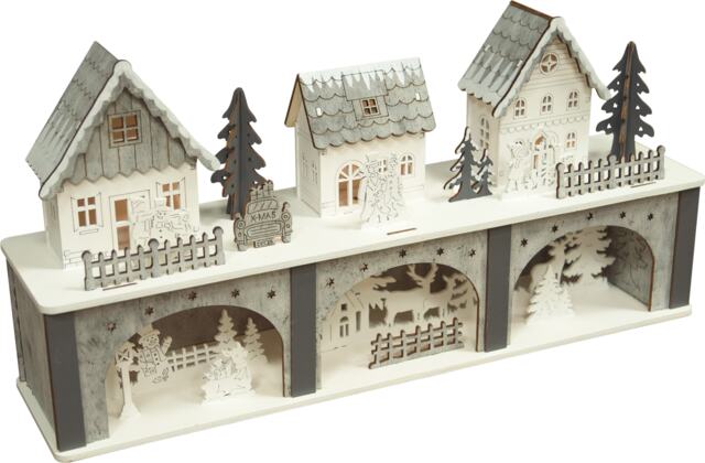 St Helens Wooden Xmas Scenery with LED light