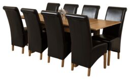 Richmond 140-220cm Oak Extending Dining Table & 8 Montana Leather Chairs Black Black