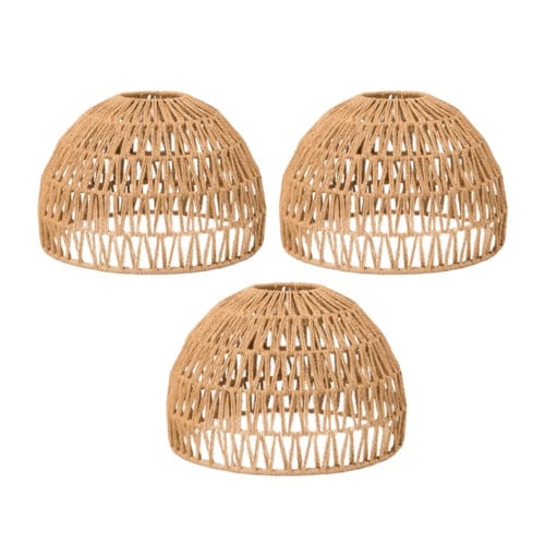 Boho Wicker Pendant Light Shade Brown 3 - Wicker 3 Pack 3