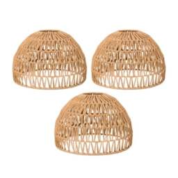 Boho Wicker Pendant Light Shade Brown 3 - Wicker 3 Pack 3