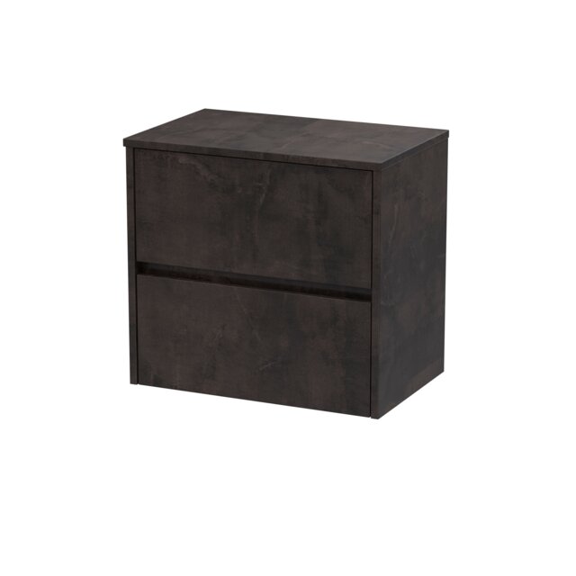 Balterley Chartley Contemporary 2 Drawer Wall Hung Vanity Unit with Worktop, Metallic Slate, 600mm