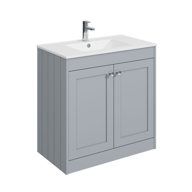 Balterley Floor Standing 2 Door Unit with Minimalist Basin 1 Tap Hole - Set A Grey 800 x 800 x 453mm