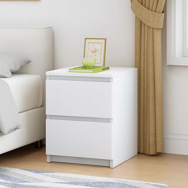 Fairfield Minimalist Large Chest of Drawers 2 Draw In Gloss White White White 1