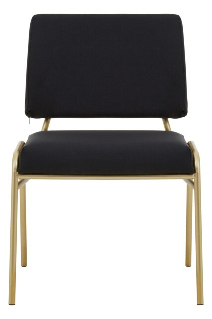 Orsina Comfortable Black Linen Chair, Elegant Design Comfortable Chair For Bedroom, Gold Finish Accent Chair