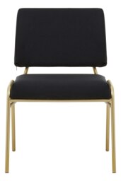 Orsina Comfortable Black Linen Chair, Elegant Design Comfortable Chair For Bedroom, Gold Finish Accent Chair