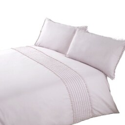 Pom Poms Polycotton Duvet Cover Set with Pillowcase Pink Double 1