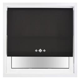 FURNISHED Daylight Trimmable Roller Blinds with Triple Diamond Eyelets and Metal Fittings Black Black (W) 185cm x (L) 210cm