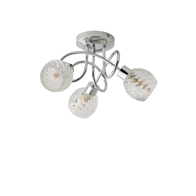 ValueLights Reyka Chrome 3 Way Cross Over Ceiling Light and Cool White Bulb