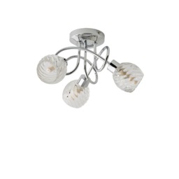 ValueLights Reyka Chrome 3 Way Cross Over Ceiling Light and Cool White Bulb