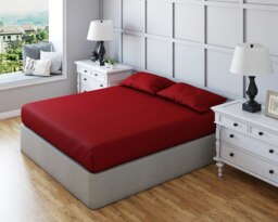 Polycotton Plain Dyed Housewife Pillowcase Pair - Envelope Closing Red