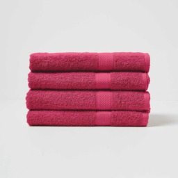 Homescapes Turkish Cotton Bath Towel Set of 4 - Raspberry Pink Bath towel 4
