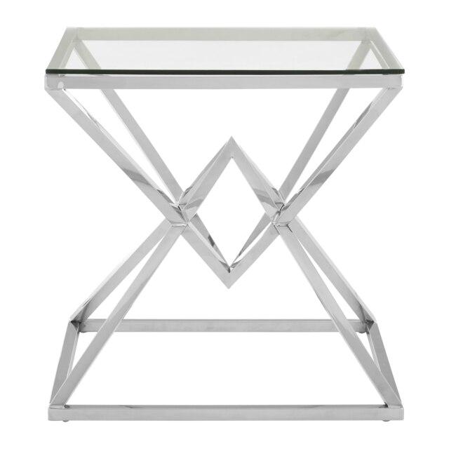 Allure Square Silver Finish End Table Silver