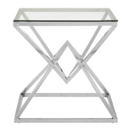 Allure Square Silver Finish End Table Silver