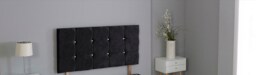 "Crushed Velvet Black Cube Headboard Black 3FT Single 20""inch Headboard"
