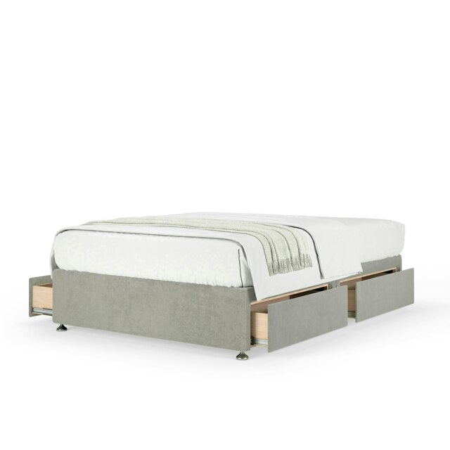 Neptune Spring Seal Grey Naples Velvet 4 Drawer Divan Set Small Double
