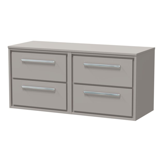 Balterley Framed Design Wall Hung 4 Drawer Vanity with Worktop Grey Pebble Grey 557 x 1205 x 460mm