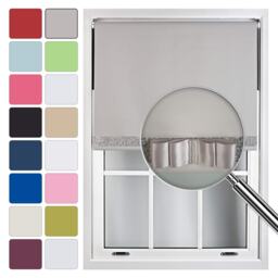 FURNISHED Blackout Roller Blind with Silver Glitter Trim and Grey Bow Cut to Size Grey Grey (W) 150cm x (L) 165cm