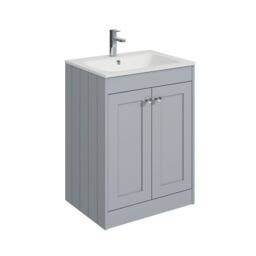 Balterley Floor Standing 2 Door Unit with Stone Basin 1 Tap Hole Grey 800 x 600 x 453mm