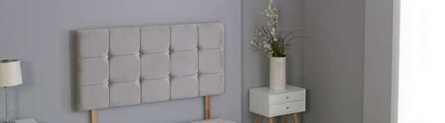 "Silver Plush Velvet Cube Headboard 3ft 20inch Silver 3FT Single 26""inch Headboard"