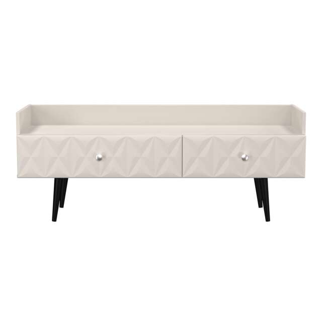 Toledo 2 Drawer TV Console Unit in Kashmir Matt (Ready Assembled) Cream Kashmir Matt