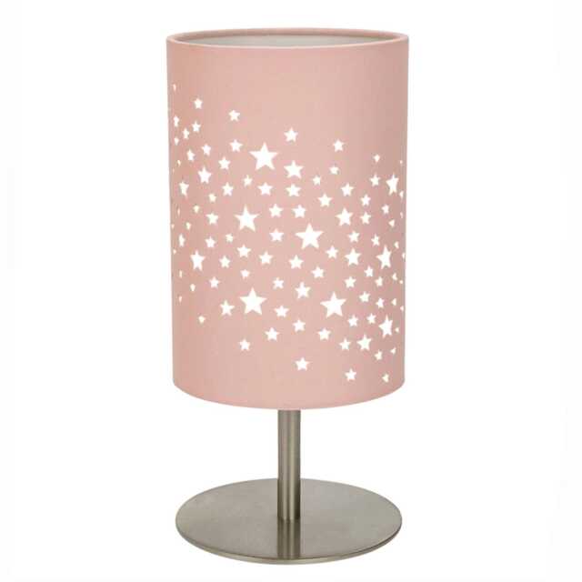 Beautiful Stars Decorated Children/Kids Soft Pink Cotton Bedside Table Lamp Pink Pink 1