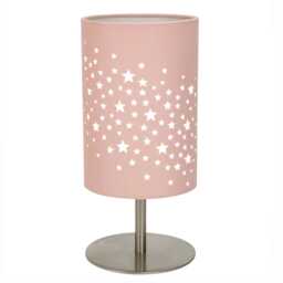 Beautiful Stars Decorated Children/Kids Soft Pink Cotton Bedside Table Lamp Pink Pink 1