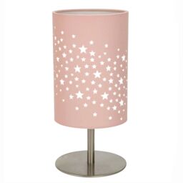Beautiful Stars Decorated Children/Kids Soft Pink Cotton Bedside Table Lamp Pink Pink 1