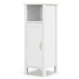 COSTWAY Bathroom Floor Cabinet Freestanding Organizer White White