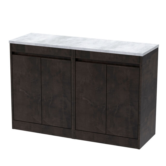 Balterley Chartley 4 Door Vanity Unit with Bellato Worktop, 1200mm, Slate