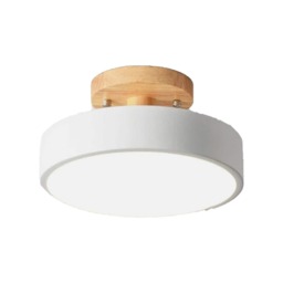 Ceiling Light LED Flush White Wood