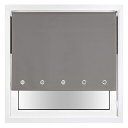 FURNISHED Blackout Roller Blind with Round Eyelets & Metal Fittings Grey Dark Grey (W) 120cm x (L) 210cm