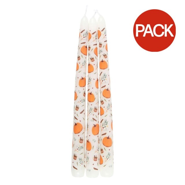 Something Different Taper Pumpkin Candles Set (Pack of 3) - White/Orange - One Size