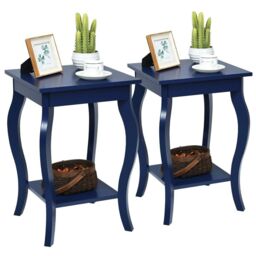COSTWAY Set of 2 End Table Living Room Sofa Side Table Blue Blue
