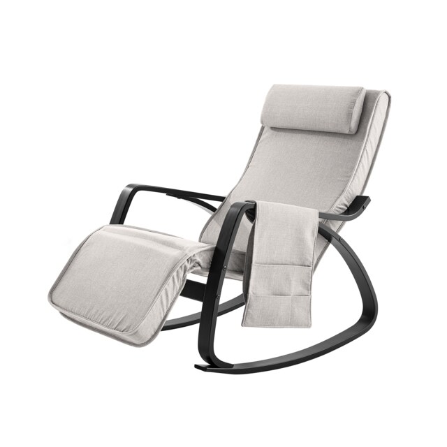 "SoBuy Rocking Chair Relax Lounge Chair with Cushion, Adjustable Footrest & Side Bag, Light Gray, 25.9"" x 31.4"" x 36.2"", 10.4 kg - FST20-HG"