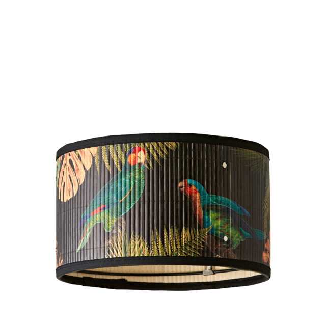 ValueLights Daintree Small Dark Jungle Bamboo Drum Lamp Shade Multi