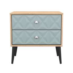 Toledo 2 Drawer Wide Bedside Table in Duck & Bardolino Oak (Ready Assembled) Blue Duck & Bardolino Oak