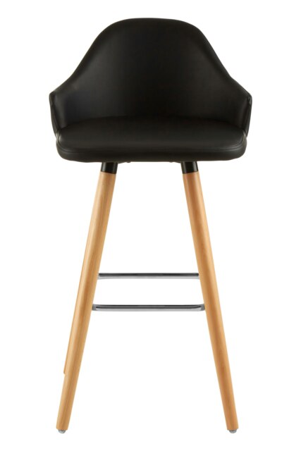 Orsina Black Curved Backrest Bar Stool, Comfortable Seating Faux Leather Bar Stool, Easy to Clean Kitchen Bar Stool
