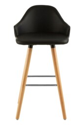 Orsina Black Curved Backrest Bar Stool, Comfortable Seating Faux Leather Bar Stool, Easy to Clean Kitchen Bar Stool