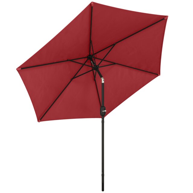Outsunny 2.6M Garden Parasol Umbrella with Aluminium Pole, Tilt, Crank Red Wine Red Dia. 2.65 x 2.3H m