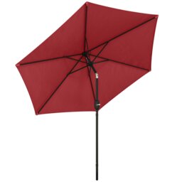 Outsunny 2.6M Garden Parasol Umbrella with Aluminium Pole, Tilt, Crank Red Wine Red Dia. 2.65 x 2.3H m