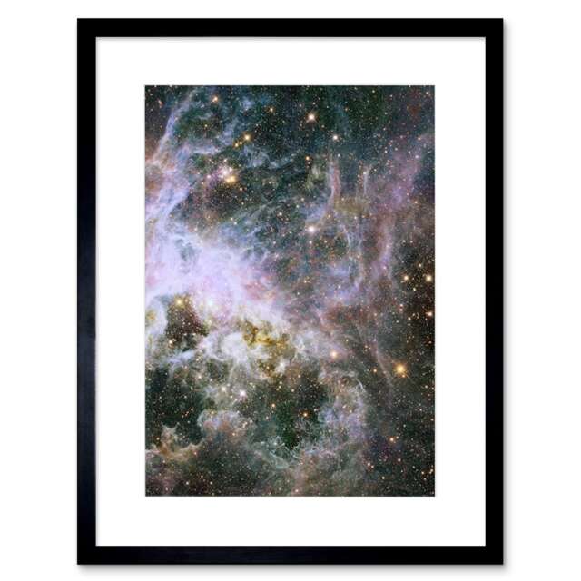 "Hubble Space Astronomy Probes Interior Tarantula Nebula 9x7"" Black Framed Wall Art Print"