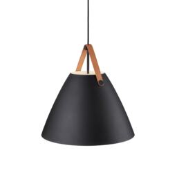 Nordlux Strap Indoor Pendant Light Black Metal E27 Brown & Black Strap - Mains Powered, IP20