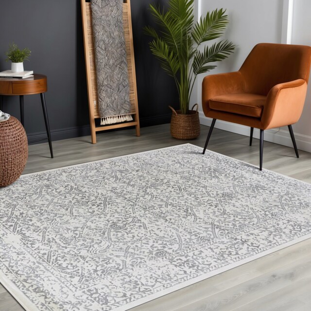 LIVABLISS Roma-Vintage Traditional Boho Rug 140 x 200 cm Off-White Grey Charcoal