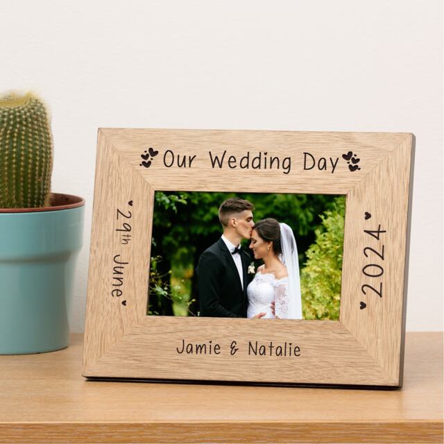 Personalised Our Wedding Day Wood Picture Frame 7 x 5 Wedding Couple