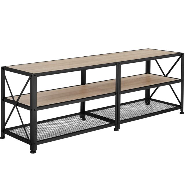 Industrial TV Stand - Lowboard Cabinet 3 Shelves Low Display Console Brown industrial wood light, oak Sonoma 141 x 41,50 x 50,50 cm 1